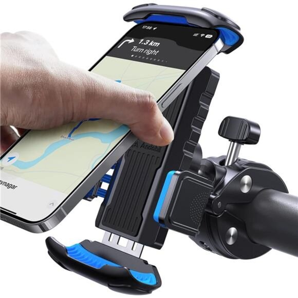 Bike Phone Mount [Bumpy Road Friendly, Super Durable] Motorcycle Handlebar - Picture 1 of 7